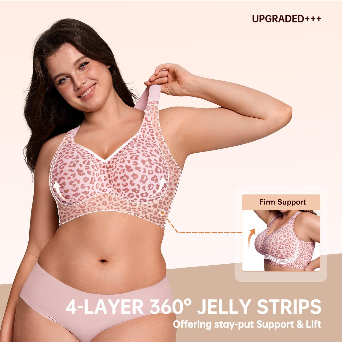 🏆LAST DAY SALE 70% OFF 🔥Super Firming Leopard Print Jelly Bra | Women Wirefree Bras 👍No More Sagging Breasts